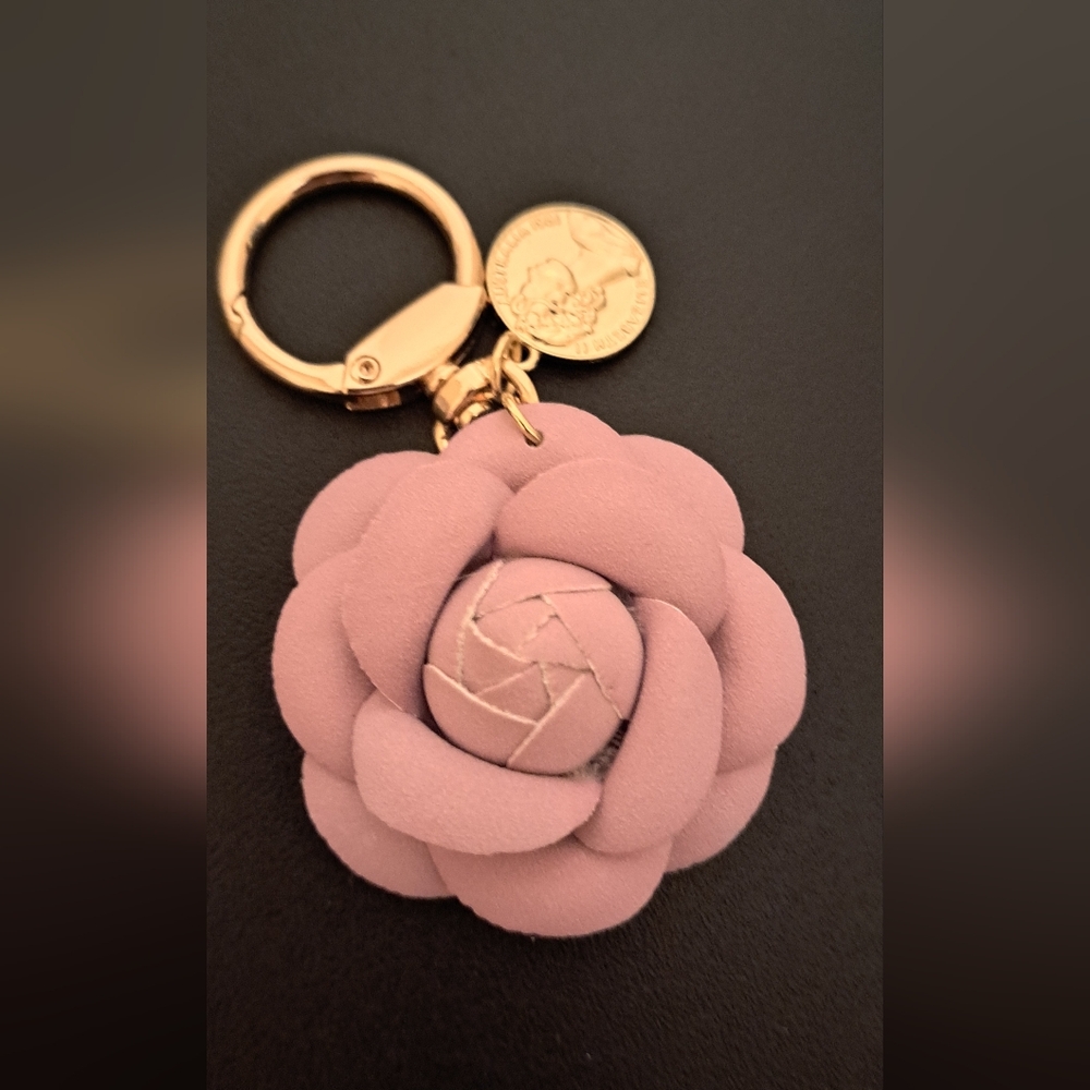Elegant Pink Floral Keychain Charm NWOT